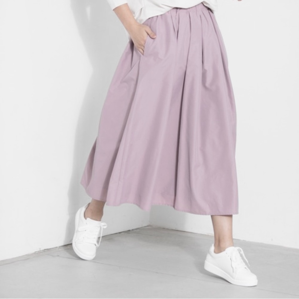 Ulla Johnson Pleated Linen Blend Midi Skirt